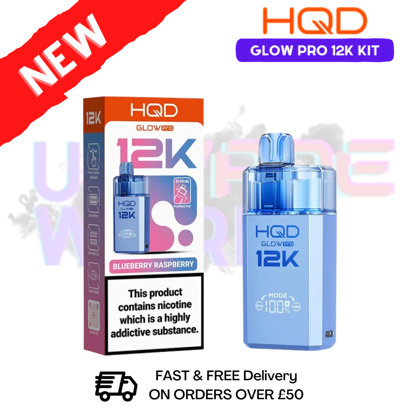 Blueberry Raspberry HQD Glow Pro 12K Puff Prefilled Pod Kit - ukapeworld