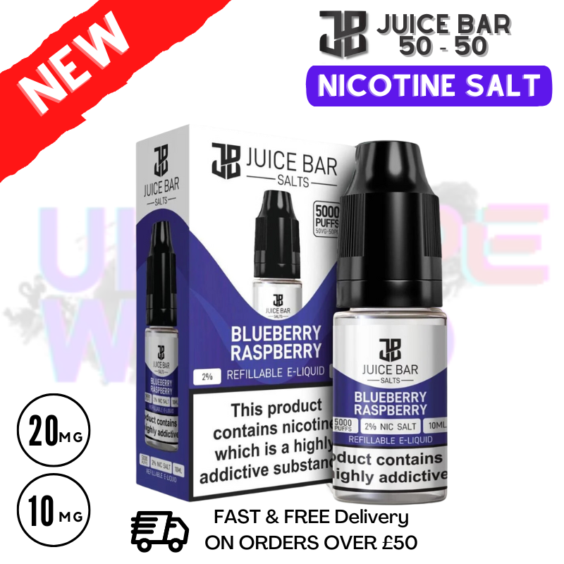 Shop Blueberry Raspberry Juice Bar Nic Salt 10ML eLiquid Only £1.99 - UK Vape World