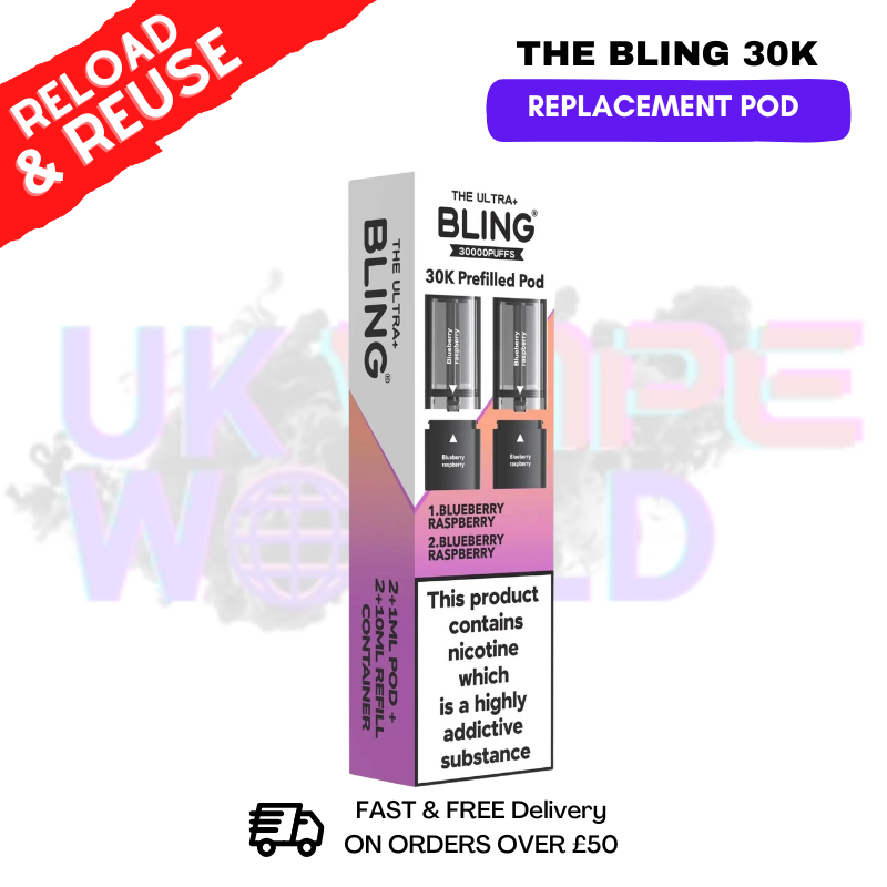Blueberry Raspberry Bling 30k REFIL PACK Ultra Plus Pods  - £6.99 - ukvapeworld