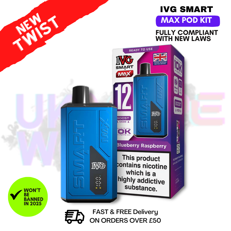 Blueberry Raspberry IVG Smart Max 10K Puff Prefilled Pod Kit