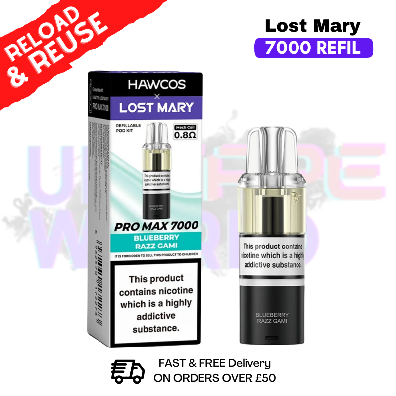 Blueberry Razz Gami Lost Mary 7K 7000 Puff Replacement Pods - ukvapeworld
