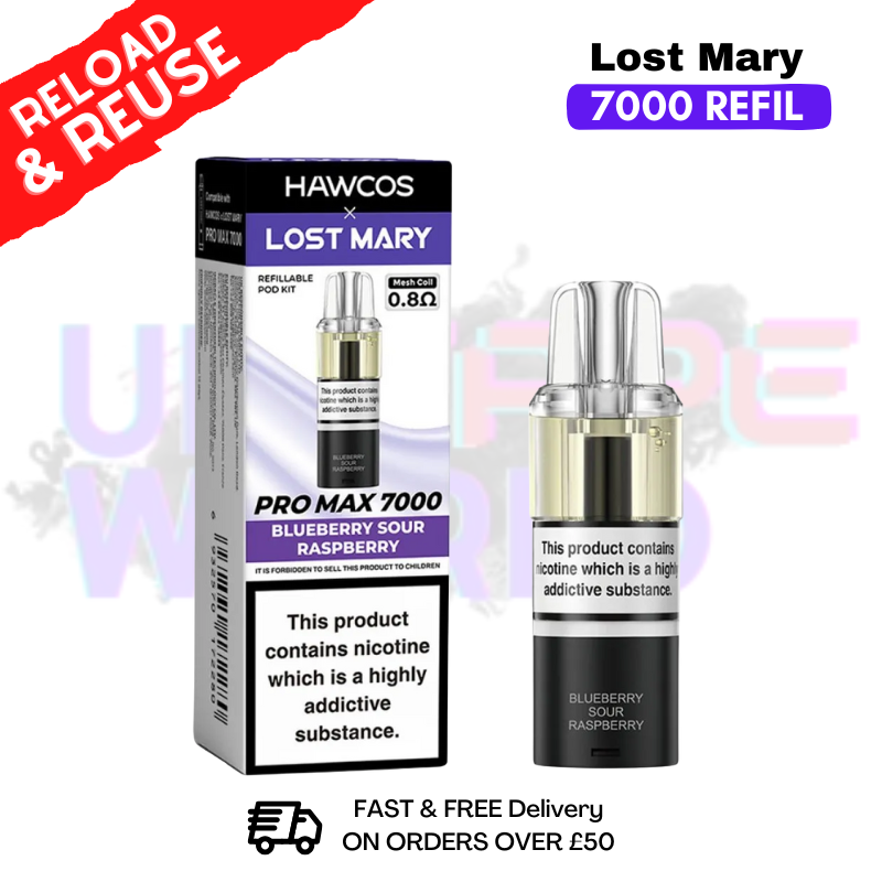 Blueberry Sour Raspberry Lost Mary 7K 7000 Puff Replacement Pods - ukvapeworld