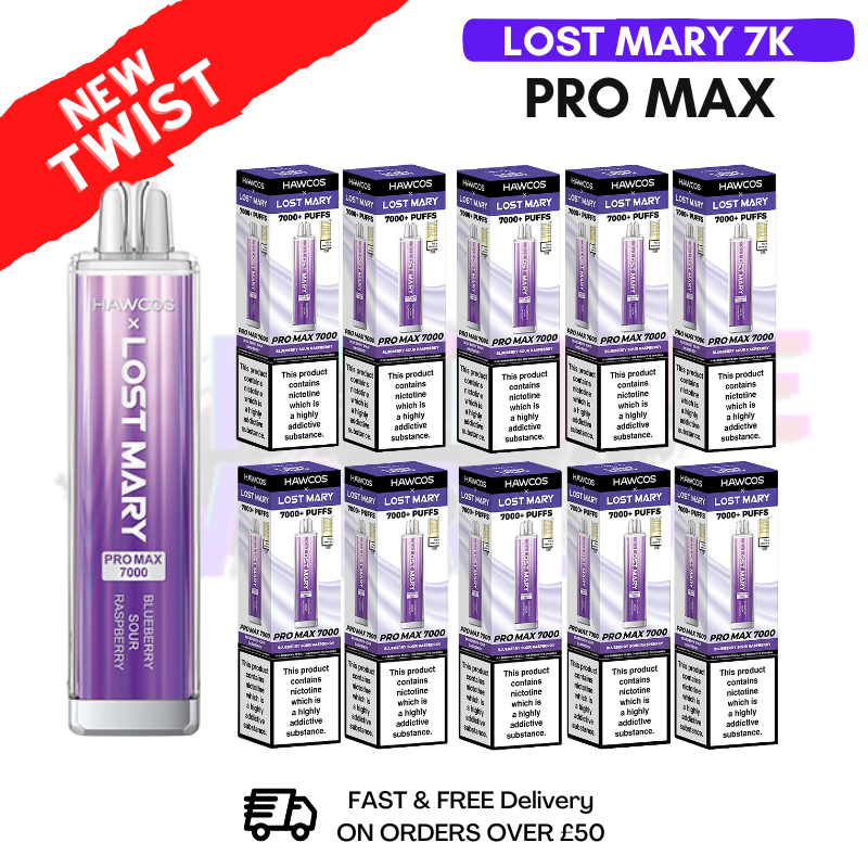 Shop Blueberry Sour Raspberry Lost Mary Pro Max 7K Box Of 10 - UK Vape World