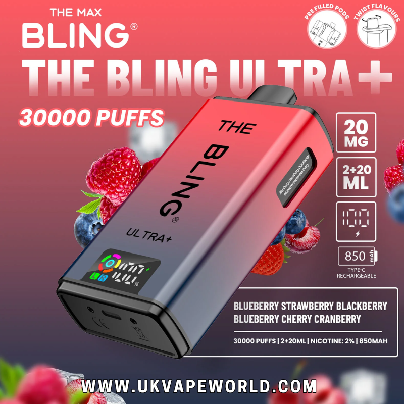 shop Blueberry Strawberry Blackberry/Blueberry Cherry Cranberry Bling 30k Ultra Plus Prefilled Pod Kit - ukvapeworld