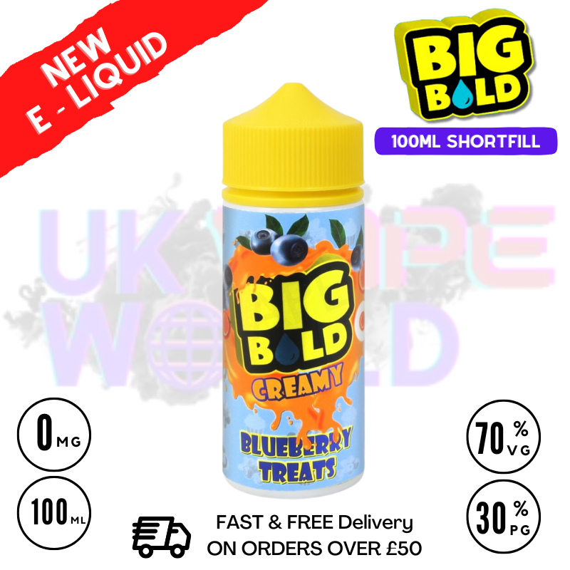 Buy Online Blueberry Treats Big Bold Vape Juice 100ml | £9.50 + Nicshots - UK Vape World