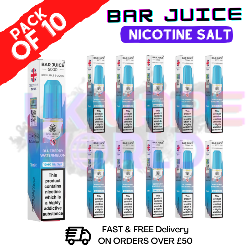 Blueberry Watermelon Bar Juice 5000 Nic Salt | Box of 10 | ONLY £15.99 - Ukvapeworld