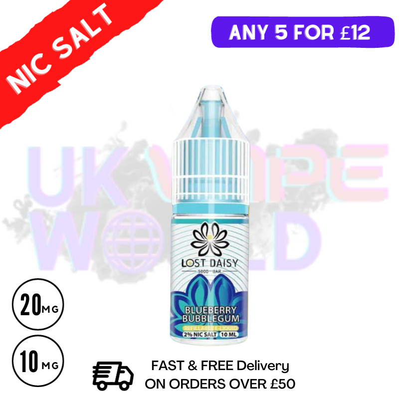 Blueberry Bubblegum LOST Daisy Nic Salt 10ML eLiquid - UK Vape World