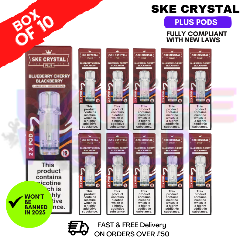 Shop Blueberry Cherry Blackberry SKE Crystal Plus Prefilled Pod Box Of 10 - UK Vape World