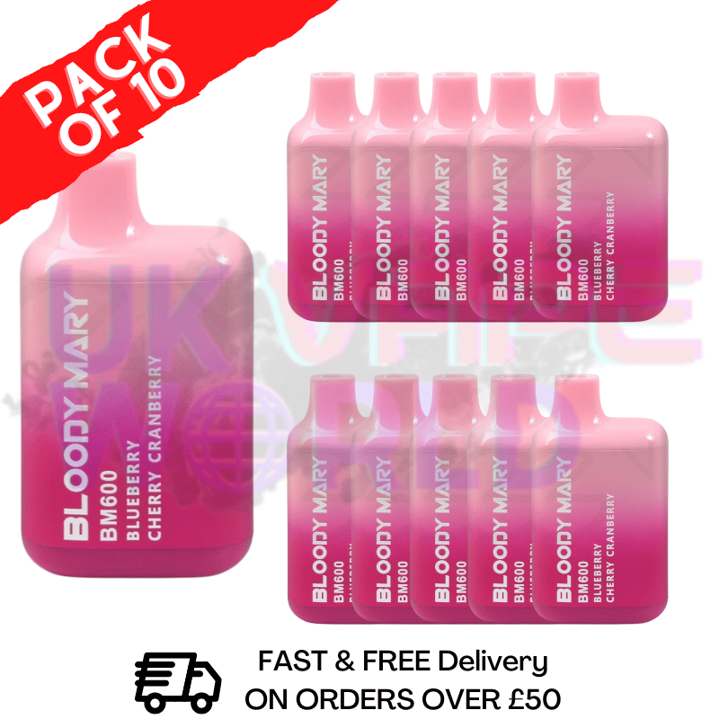 Blueberry Cherry Cranberry - Bloody Mary 600Puff Disposable Pack Of 10 - UK Vape World