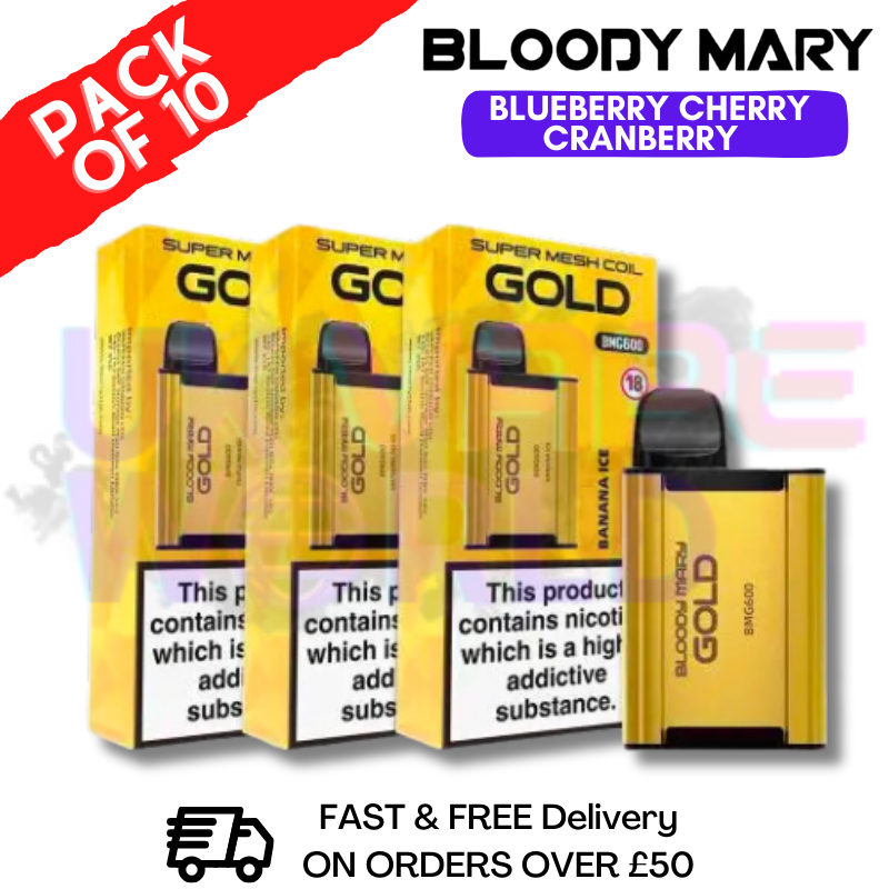 Shop Blueberry Cherry Cranberry Gold Bloody Mary 600Puff Disposable Pod Kit - UK Vape World
