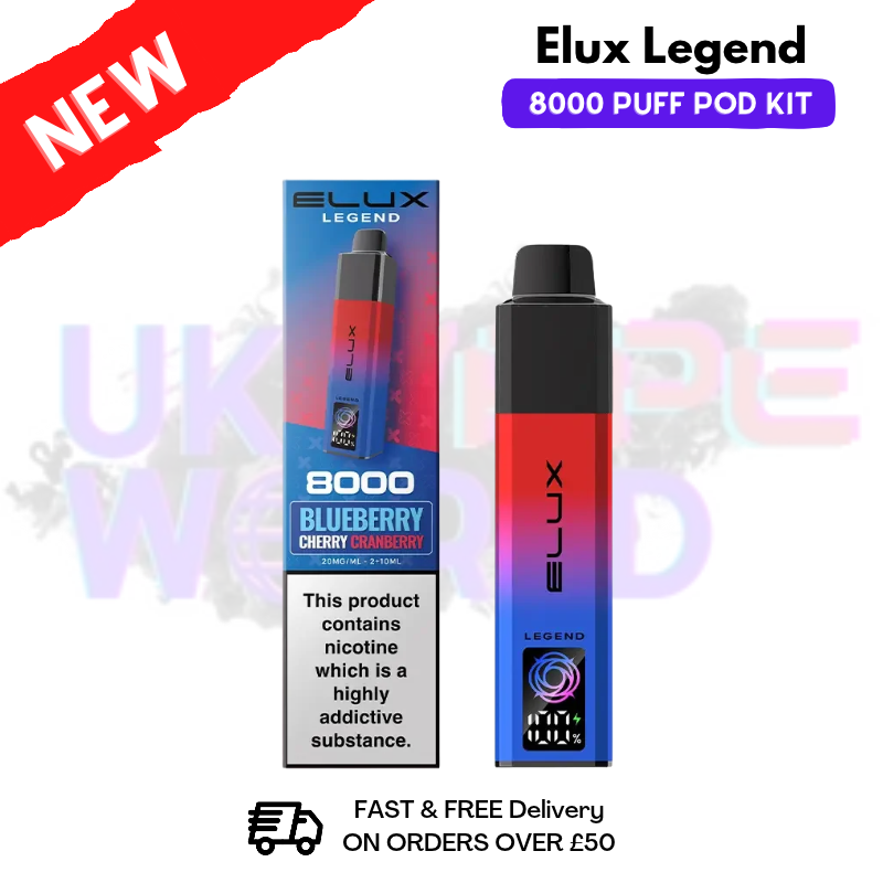 Blueberry Cherry Cranberry Elux Legend 8000 Puff Pod Kit - UK Vapeworld