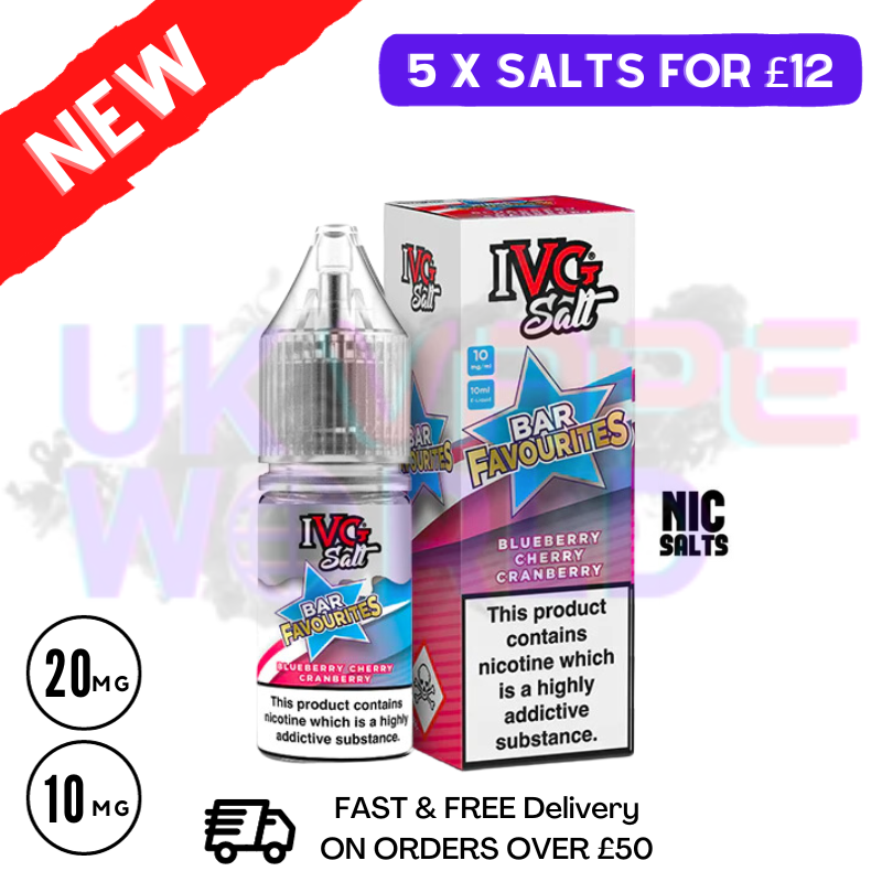 Blueberry Cherry Cranberry IVG "Bar Favourites" Salt 10ml Nic Eliquid - UK Vape World
