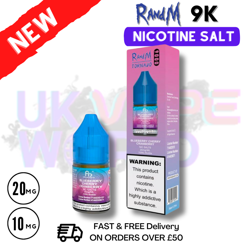 Blueberry Cherry Cranberry RandM Tornado 9000 Nic Salt 10ml eLiquid