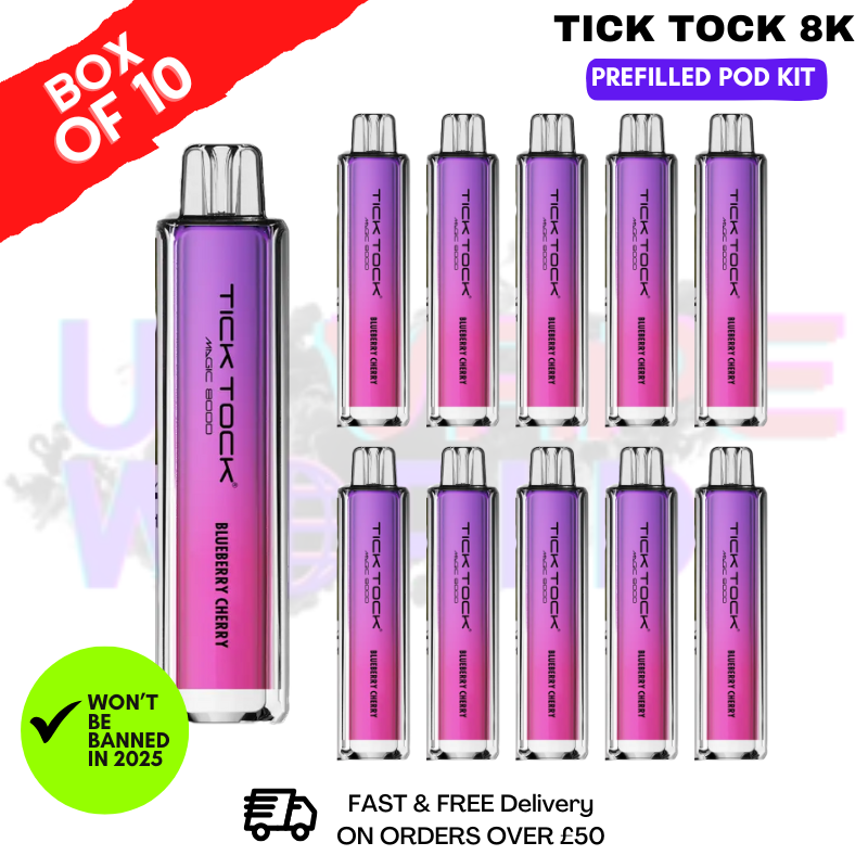 Blueberry Cherry Tick Tock Magic 8000 8K Box Of 10