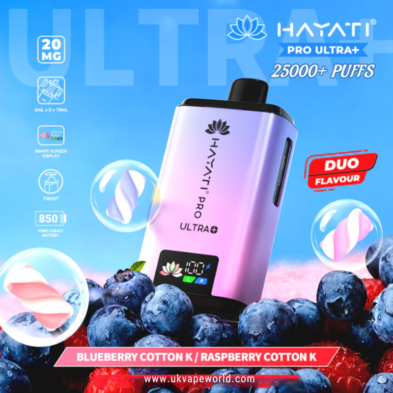 Blueberry Cotton K - Raspberry Cotton K Hayati Pro Ultra Plus 25000 Prefilled Pod Kit