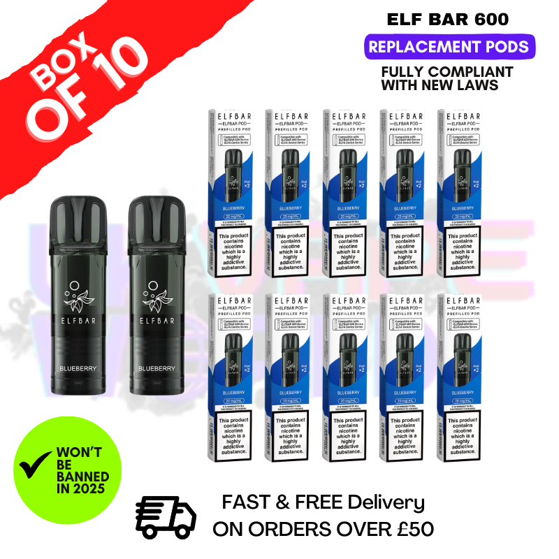 Elf Bar 600 Puff Blueberry Replacement Pods Box of 10