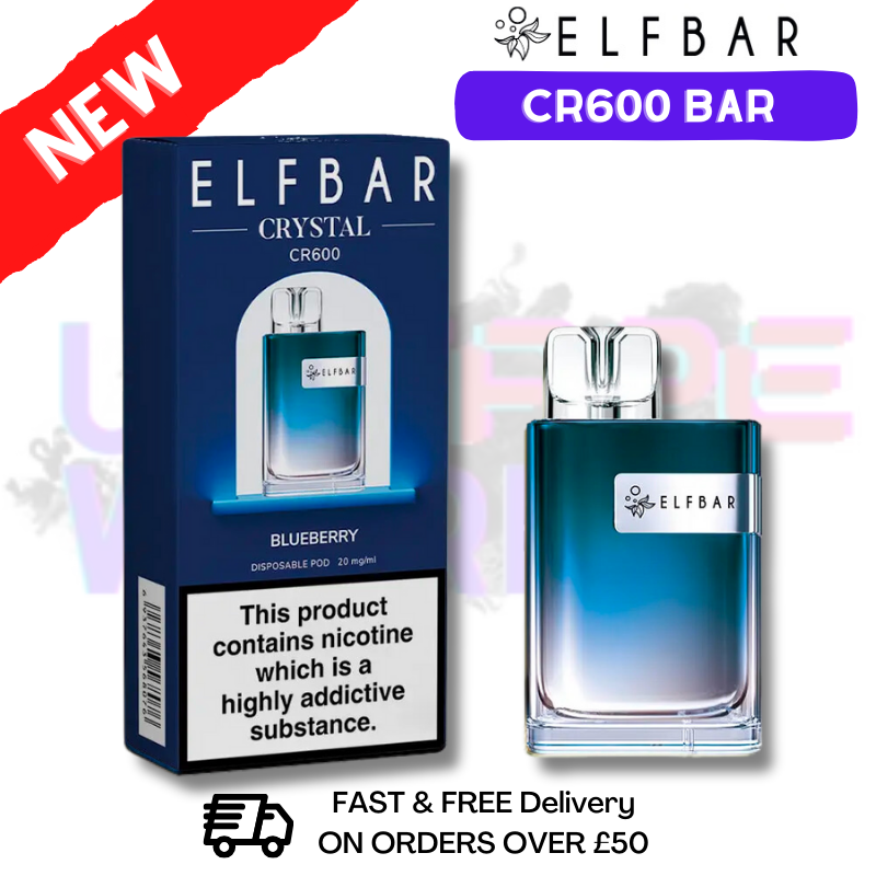 Blueberry Elf Bar Crystal CR600 Bar - UK Vape World