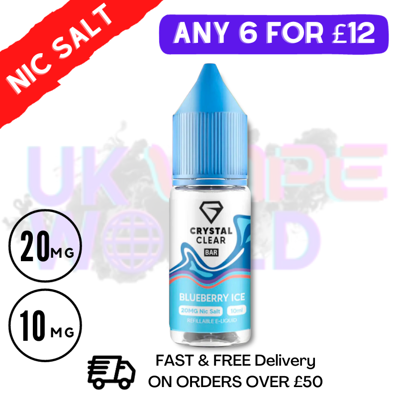 Crystal 'Blueberry ICE' Bar Nic Salt - Any 6 For 12 Crystal 'Blueberry ICE' Bar Nic Salt - Any 6 For 12