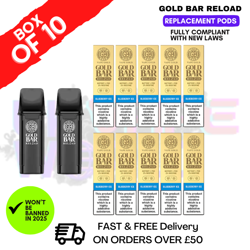 Shop Blueberry ICE Gold Bar Reload Prefilled Pods Box of 10 - UK Vape World
