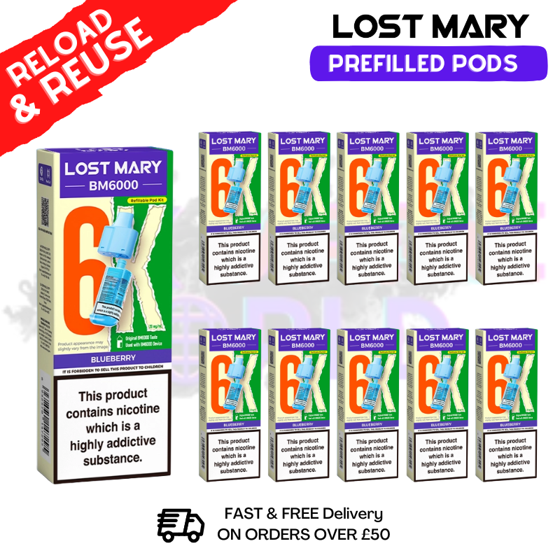Blueberry Lost Mary BM6000 Replacement Pods BOX OF 10
