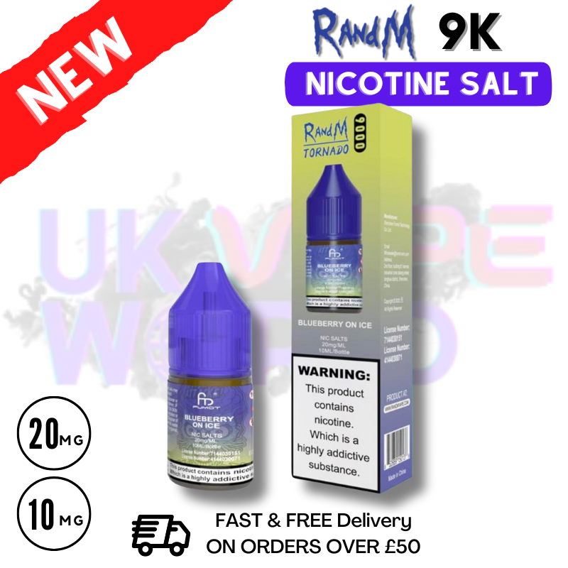 Shop Blueberry On ICE RandM Tornado 9000 Nic Salt 10ml eLiquid - UK Vape World