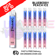 Blueberry Peach ICE - Crystal Bar Puffs 600 SKE Box Of 10 Disposable Bars - UK Vape World