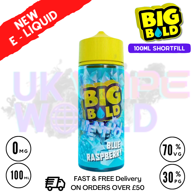Shop Blue Raspberry Big Bold Menthol Vape Juice 100ml - UK Vape World