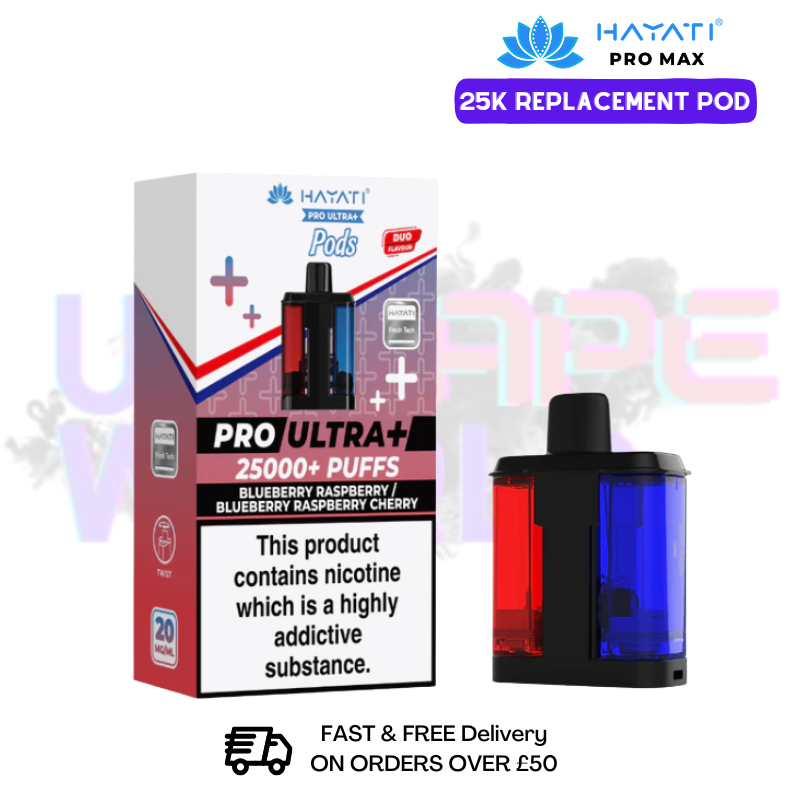 Hayati Pro Ultra Plus 25K Blueberry Raspberry Cherry Replacement Pods - UK Vapeworld