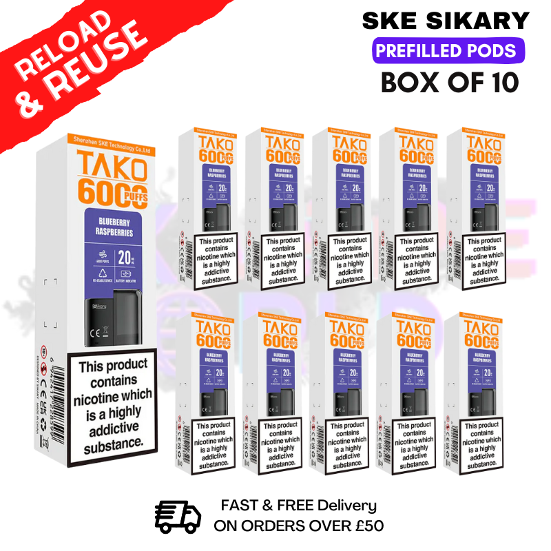 Blueberry Raspberry SKE Sikary 6K Replacement Pods Box Of 10