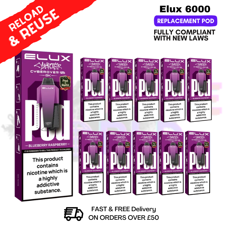 Blueberry Raspberry Elux 6K Replacement Pods Box Of 10