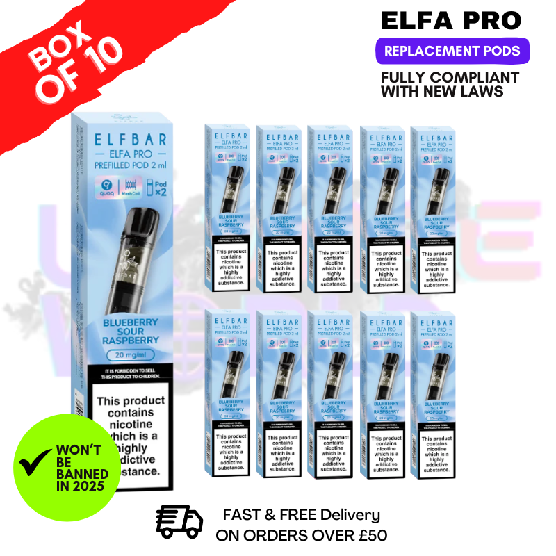 Blueberry Sour Raspberry Elf Bar Elfa Pro Prefilled Pod Box Of 10