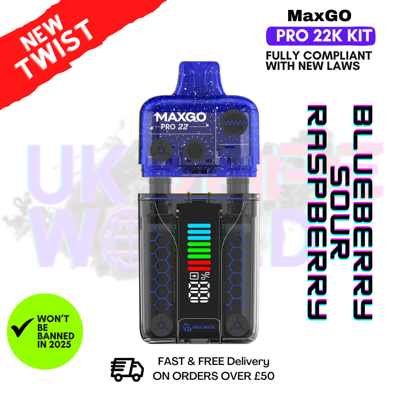 Shop Blueberry Sour Raspberry MaxGo Pro 22K Vape Bar By Relx - UK Vape World