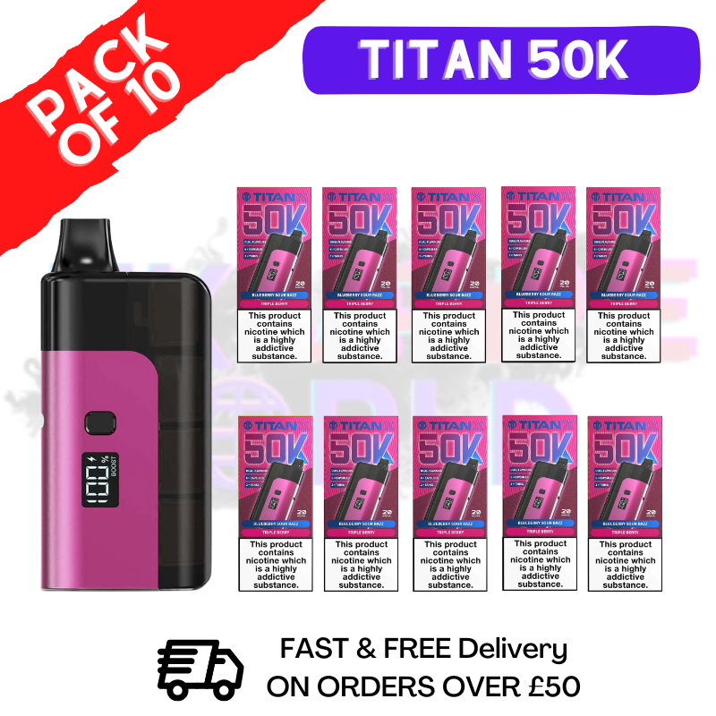 Blueberry Sour Razz Titan X 50000 Puff Pod Kit Box Of 10 - ukvapeworld