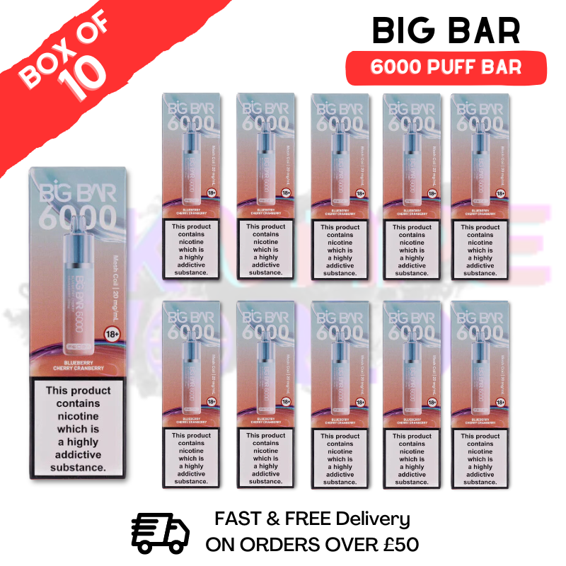 Shop Blueberry Cherry Cranberry Feoba Big Bar 6000 Puff 6K Box Of 10 - UK Vape World