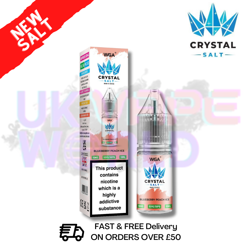 Shop Blueberry Peach ICE WGA Crystal Nic Salt | Lowest Price - UK Vape World