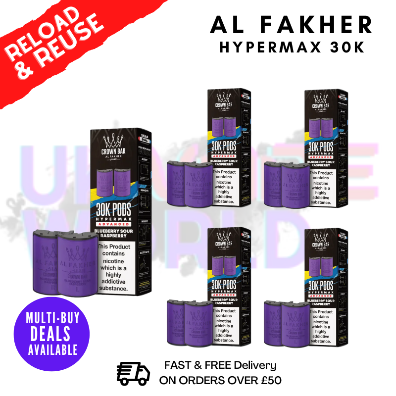 Blue Sour Raspberry AL Fakher 30K Box Of 5 Replacement Pods - ukvapeworld