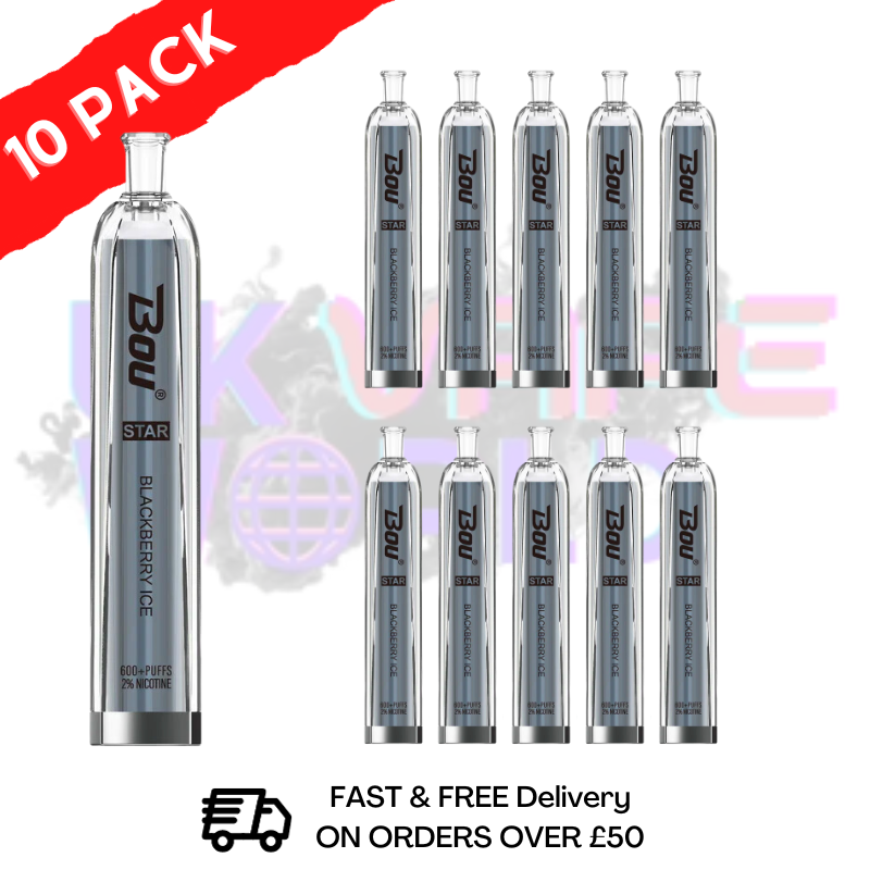 Blackberry ICE - BOU STAR BAR 600Puff Box of 10 - UK Vape World