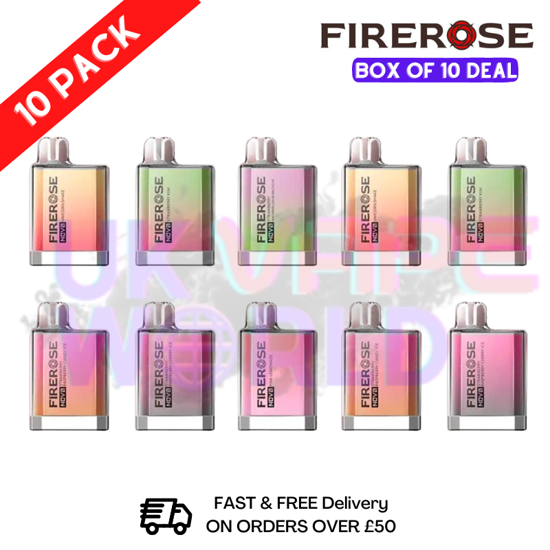 Box Of 10 - 600puff Elux FireRose NOVA EX600 Vape - UK Vape World