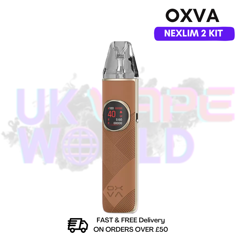 Bright Brown Leather Oxva Nexlim 2 Pod Kit - UK Vapeworld