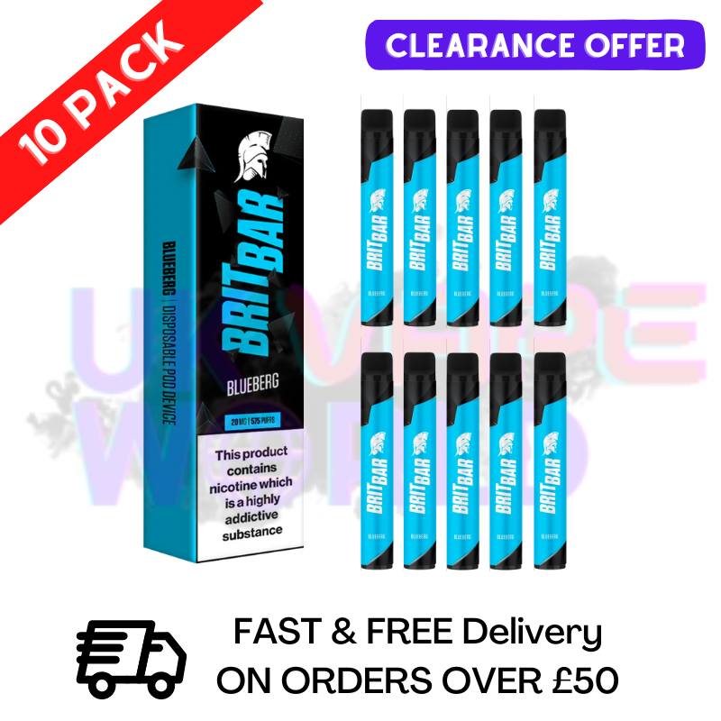 Blueberg - BRIT BAR 600Puff Box of 10 (Clearance Offer) - UK Vape World