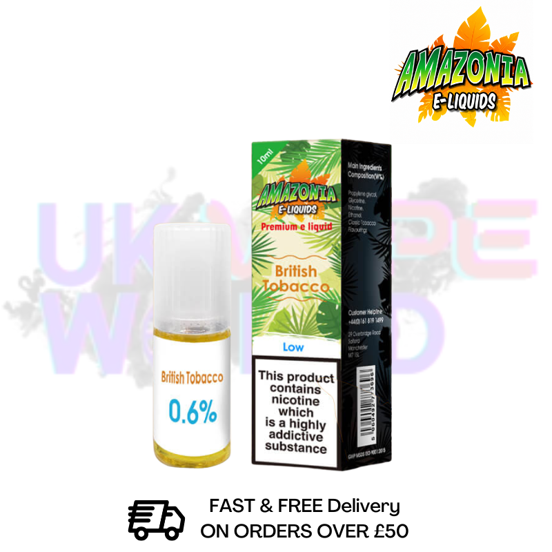 Amazonia 10ml British Tobacco Eliquid Only £2.99 (PCS) - UK Vapeworld