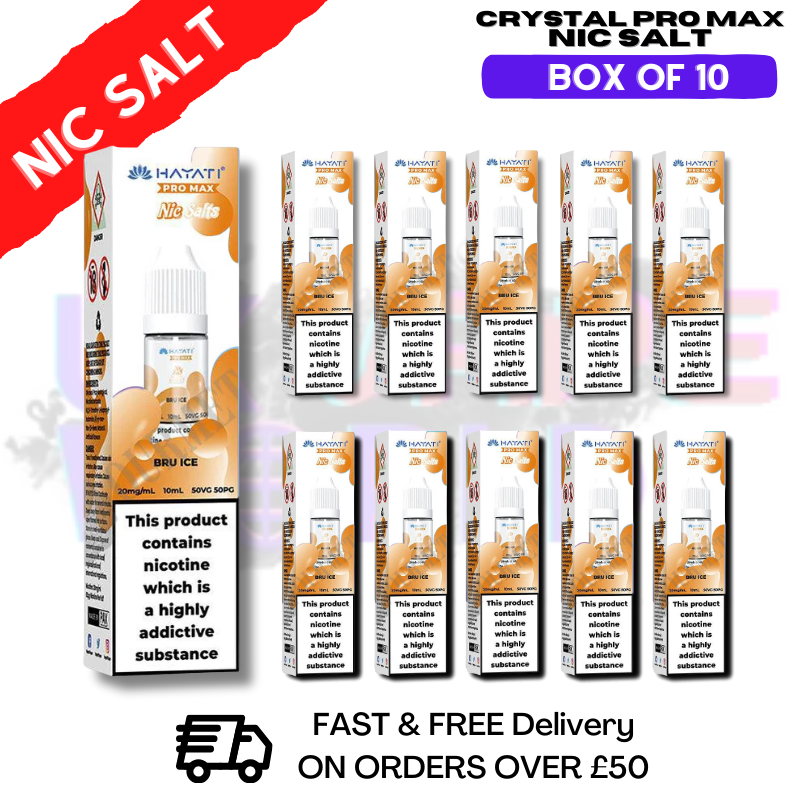 Shop Bru Ice Hayati Crystal Bar Pro Max Box Of 10 Nic Salts - UK Vape World