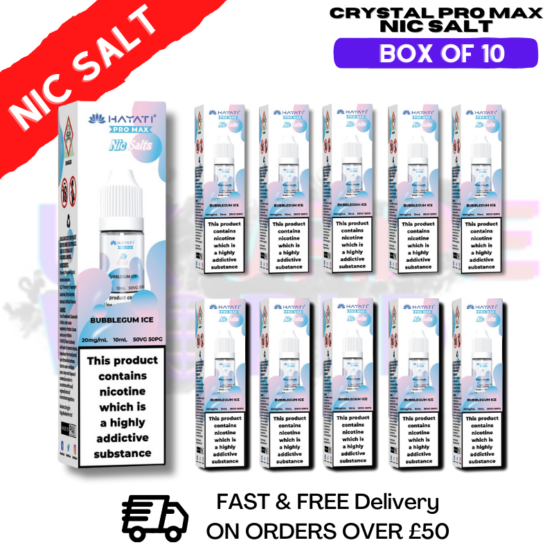 Shop Bubblegum Ice Hayati Crystal Bar Pro Max Box Of 10 Nic Salts - UK Vape World