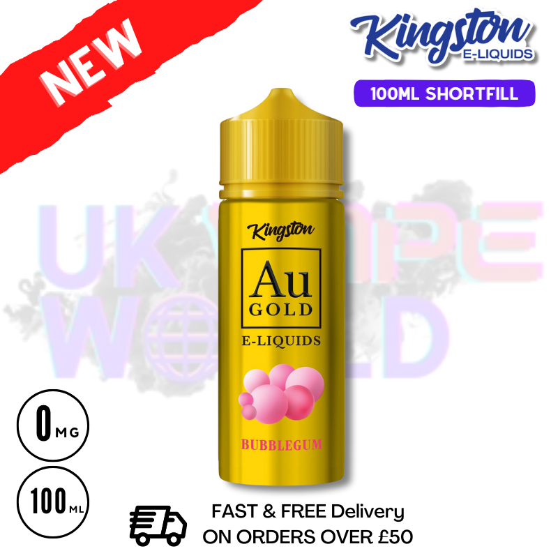 Shop Bubblegum AU Gold Kingston 100ML Eliquid - UK Vape World