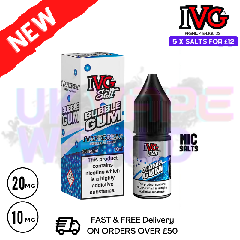 Bubblegum IVG Salt 10ml Nic Eliquid - UK Vape World