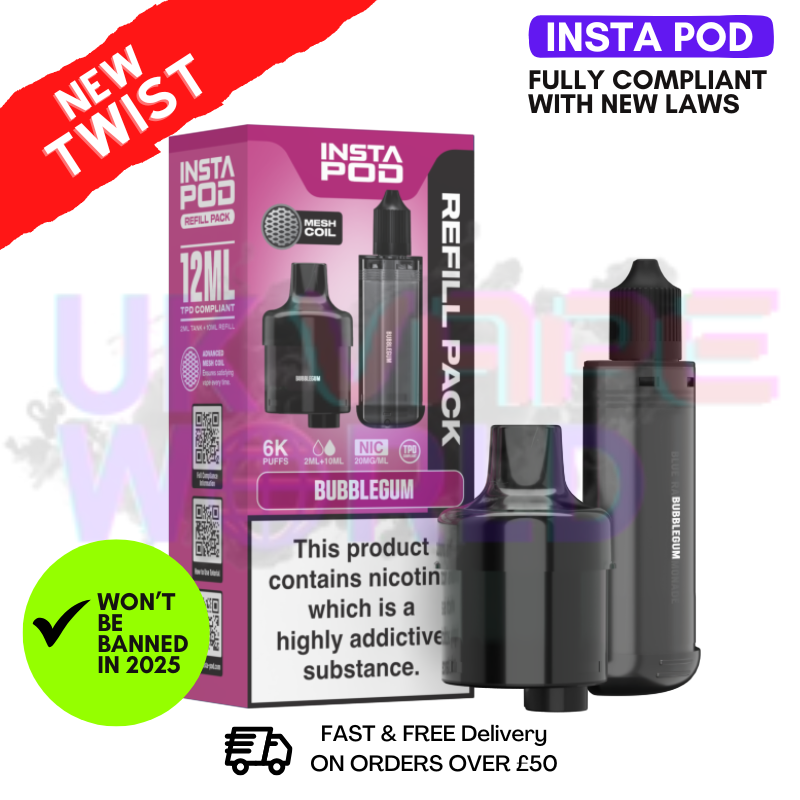 Bubblegum Insta Pod Refil Pack (2ML POD + 10ML BOTTLE)