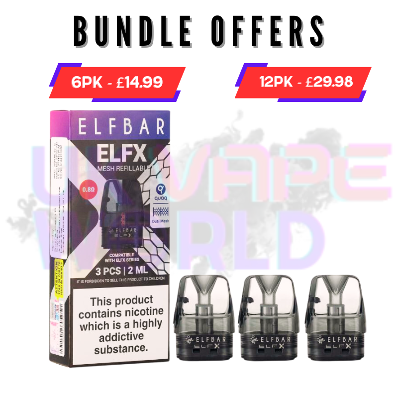 Shop Elf Bar ELFX Replacement Pod (2 X Pack Of 3) - 6PK - UK Vape World