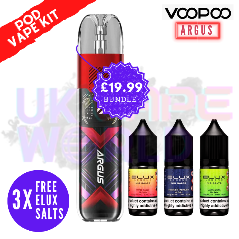 Argus P1 S Pod Vape Kit + 2X Free Elux Salt