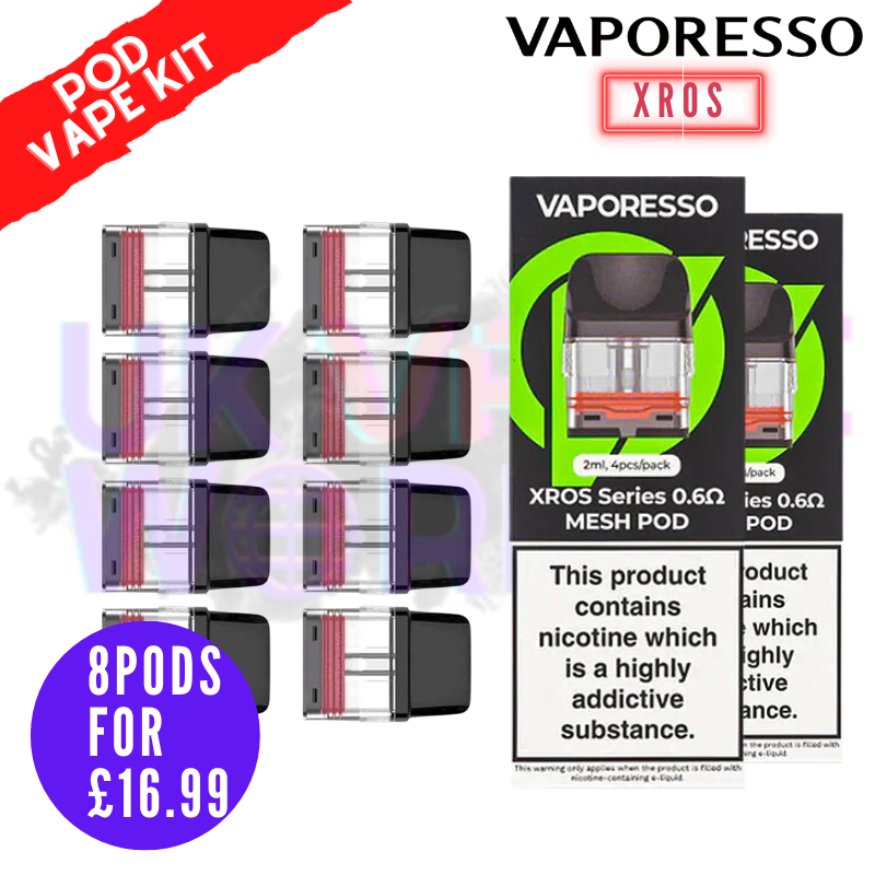 Shop Vaporesso Xros Replacement Pods Replacement Pod (2x Pack Of 4) - UK Vape World