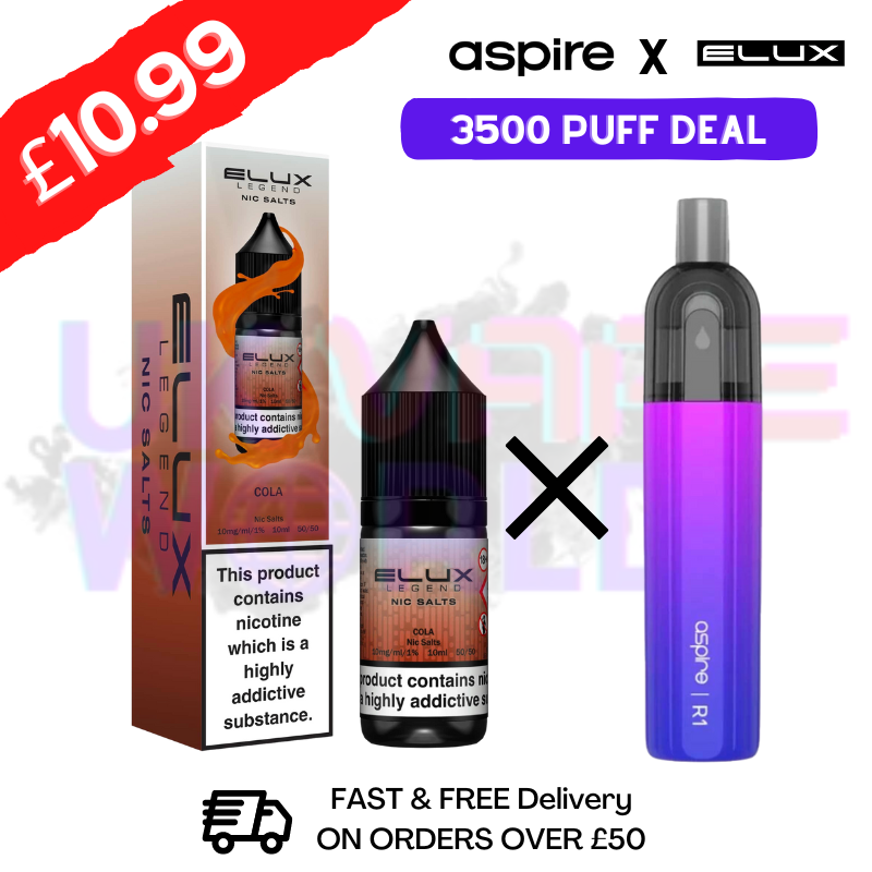 Cola ELUX LEGEND Salt 3500puff x Aspire Disposble Kit - UK Vape World